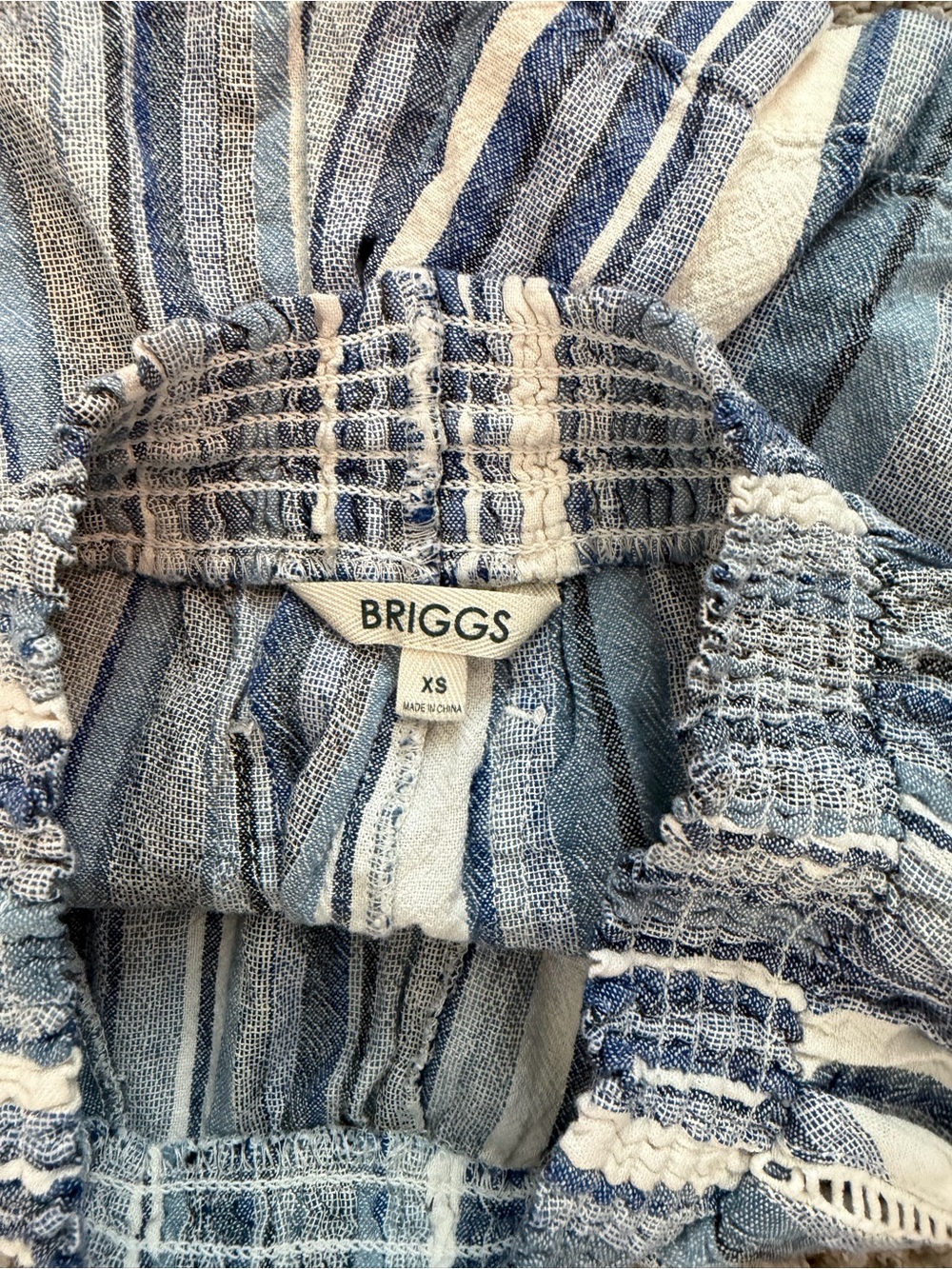 Briggs New York Blue & White Striped Smocked High-Rise Shorts - Picture 6 of 6